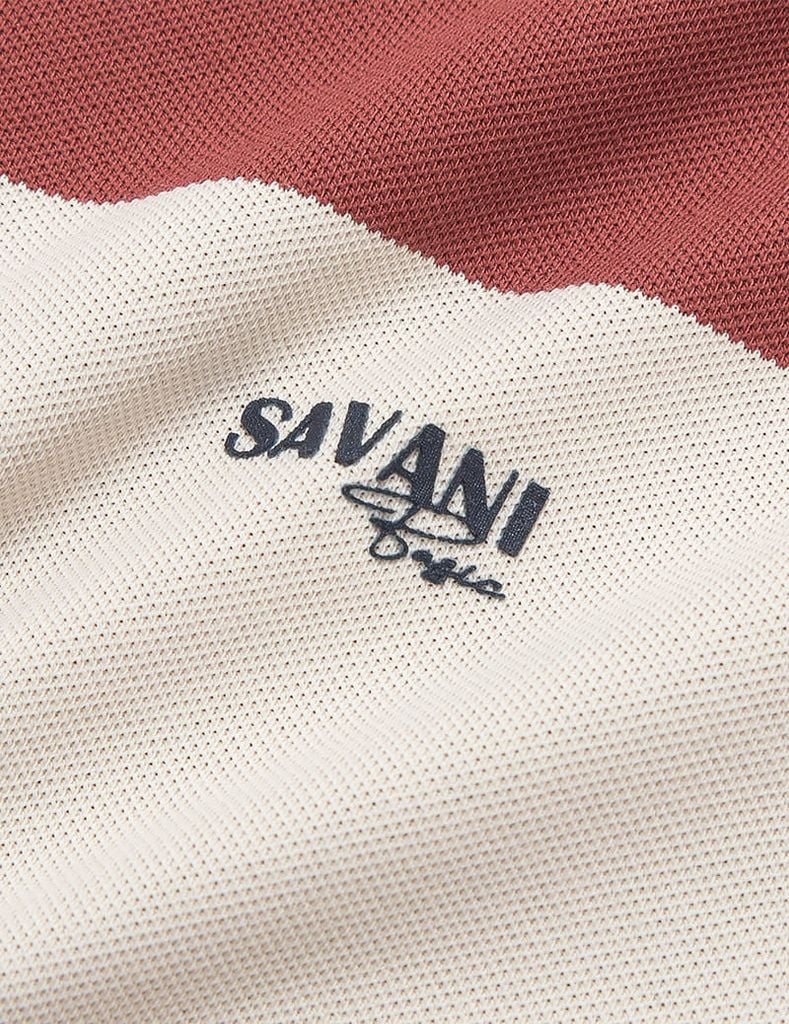 Áo thun ngắn tay có cổ nam logo cao su trước ngực