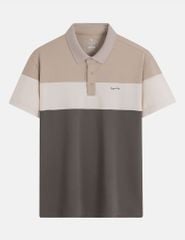 Áo thun ngắn tay có cổ nam logo cao su trước ngực