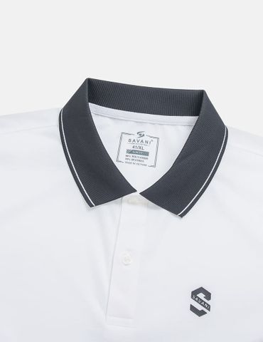 Áo polo ngắn tay nam in trước ngực phối cổ tay khác màu