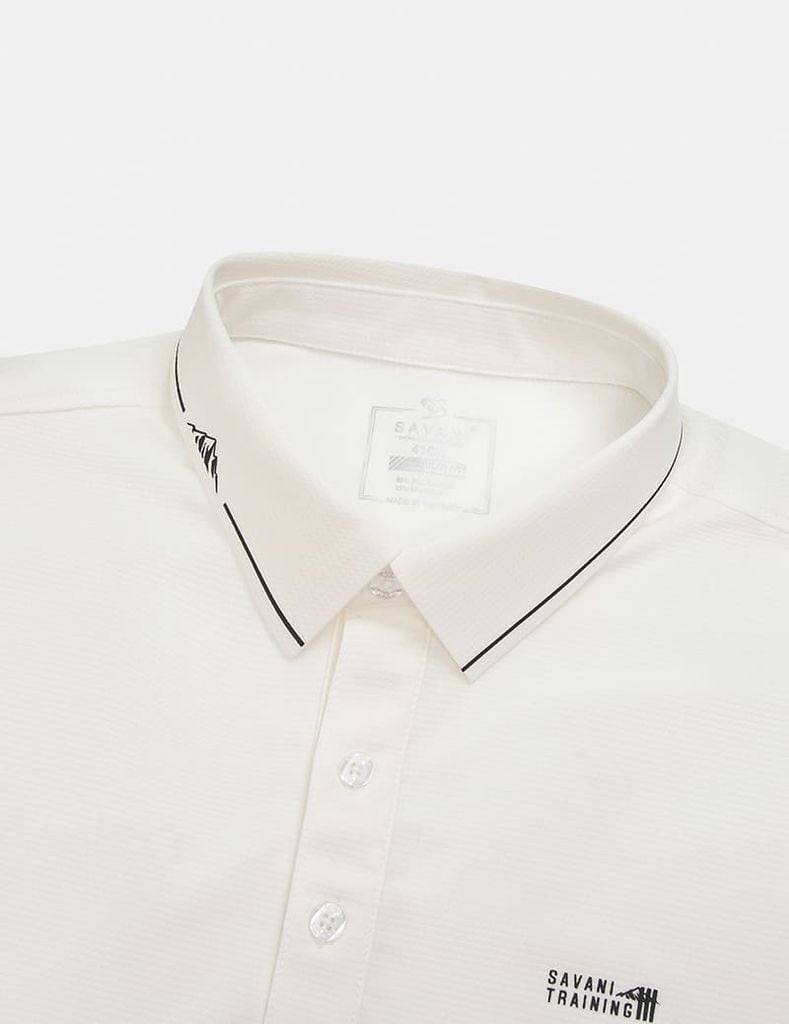 Áo polo nam ngắn tay in logo cao su ngực