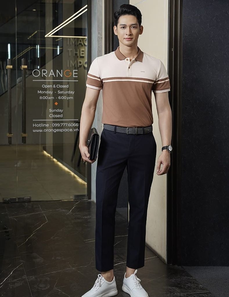 Quần khaki nam thêu trang trí hai bên sườn