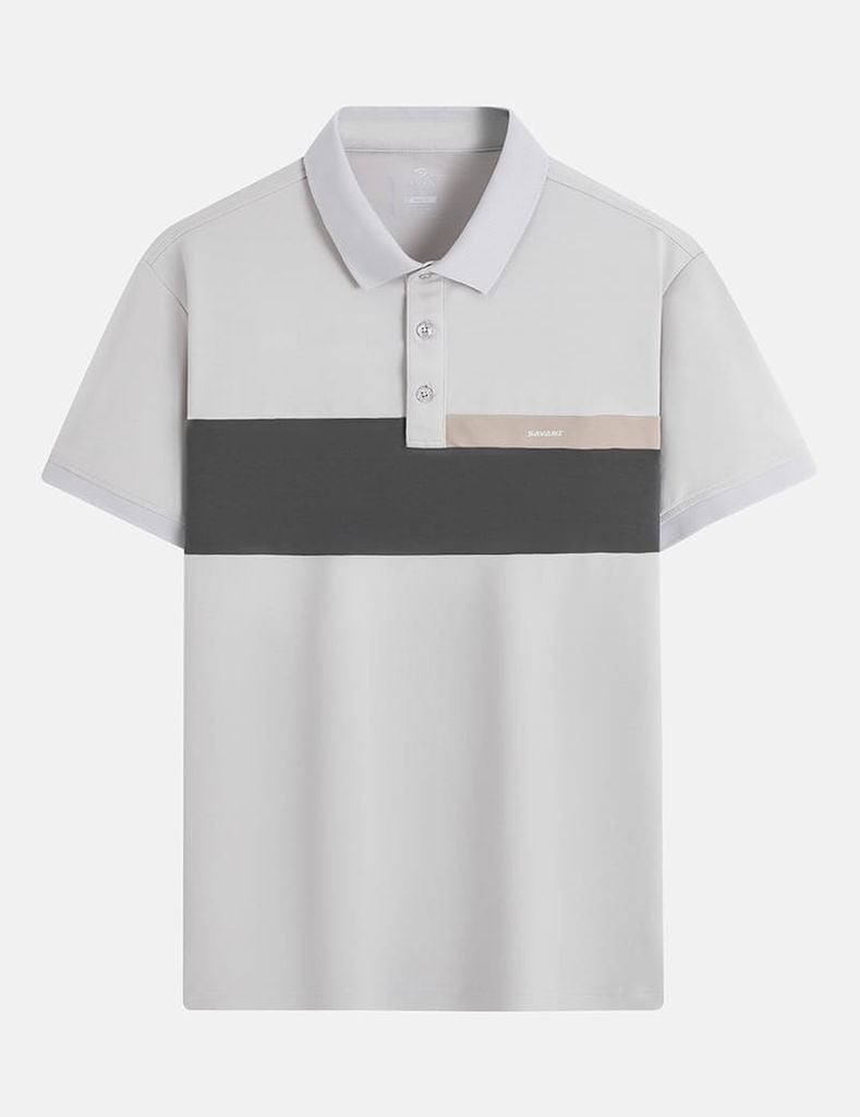 Áo polo nam cổ bo trơn phối vải ngang ngực