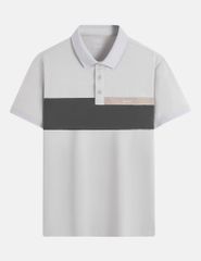 Áo polo nam cổ bo trơn phối vải ngang ngực