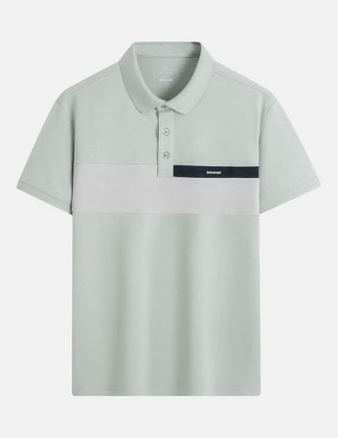 Áo polo nam cổ bo trơn phối vải ngang ngực