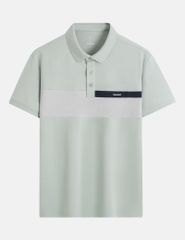 Áo polo nam cổ bo trơn phối vải ngang ngực