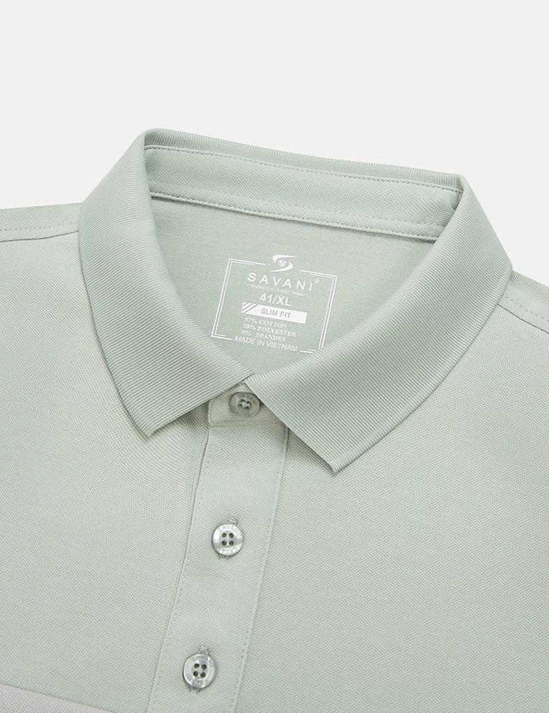 Áo polo nam cổ bo trơn phối vải ngang ngực