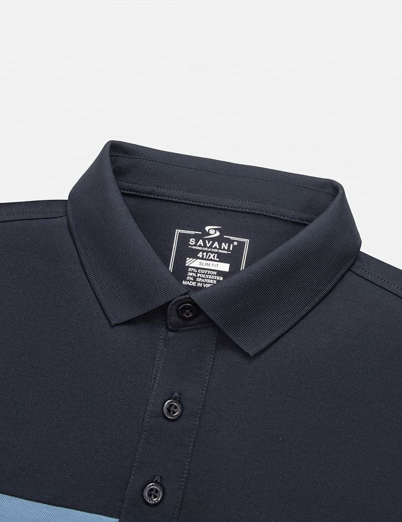 Áo polo nam cổ bo trơn phối vải ngang ngực