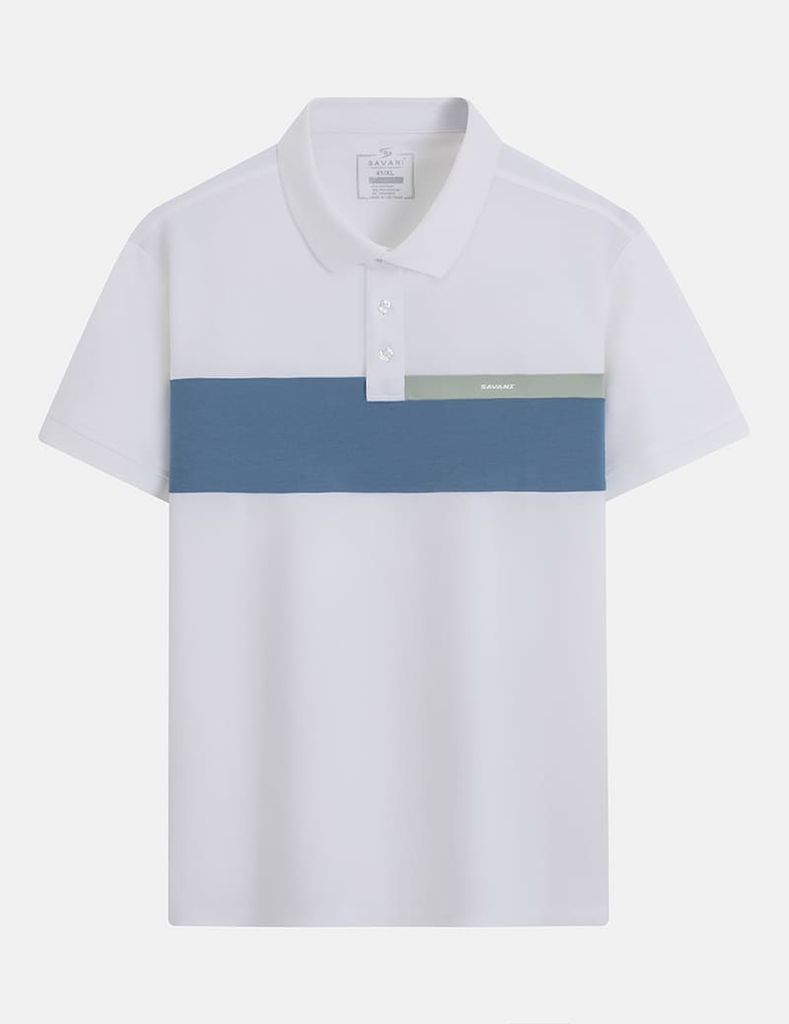 Áo polo nam cổ bo trơn phối vải ngang ngực