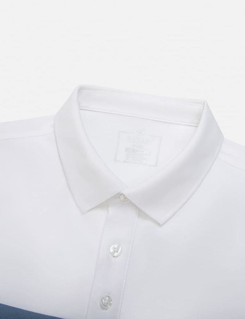 Áo polo nam cổ bo trơn phối vải ngang ngực