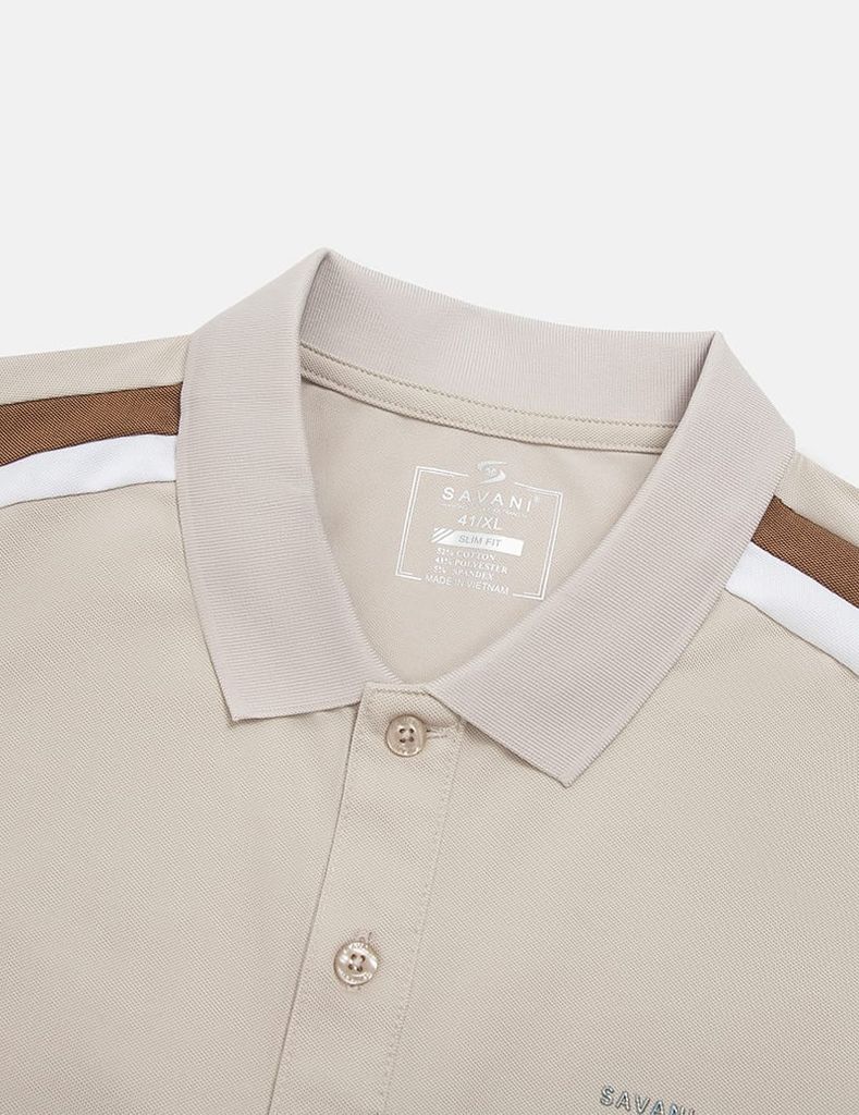 Áo polo nam phối vai khác màu cổ dệt