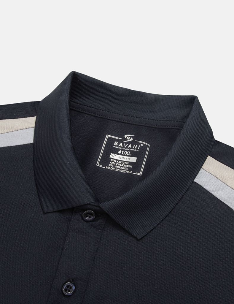 Áo polo nam phối vai khác màu cổ dệt