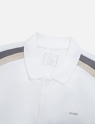 Áo polo nam phối vai khác màu cổ dệt