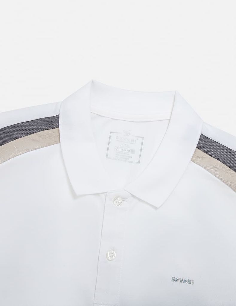 Áo polo nam phối vai khác màu cổ dệt
