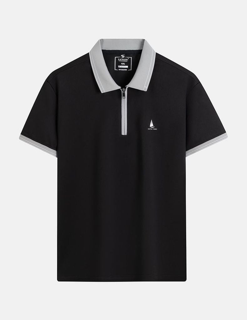 Áo polo ngắn tay nam cổ khóa bo cổ