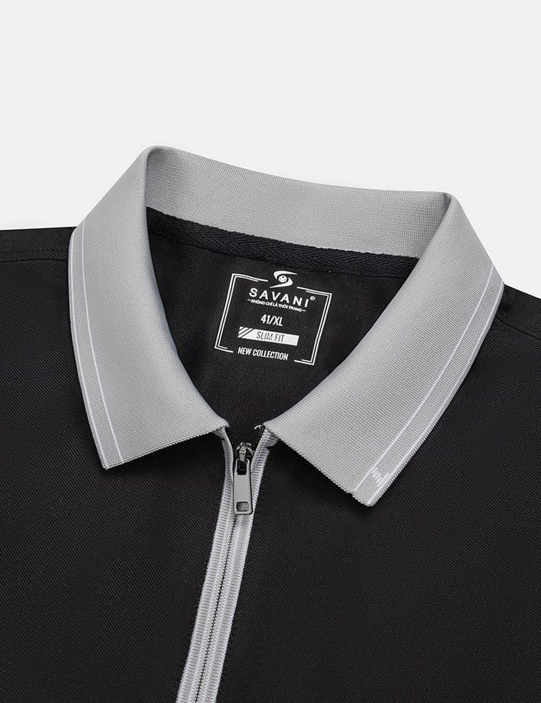 Áo polo ngắn tay nam cổ khóa bo cổ