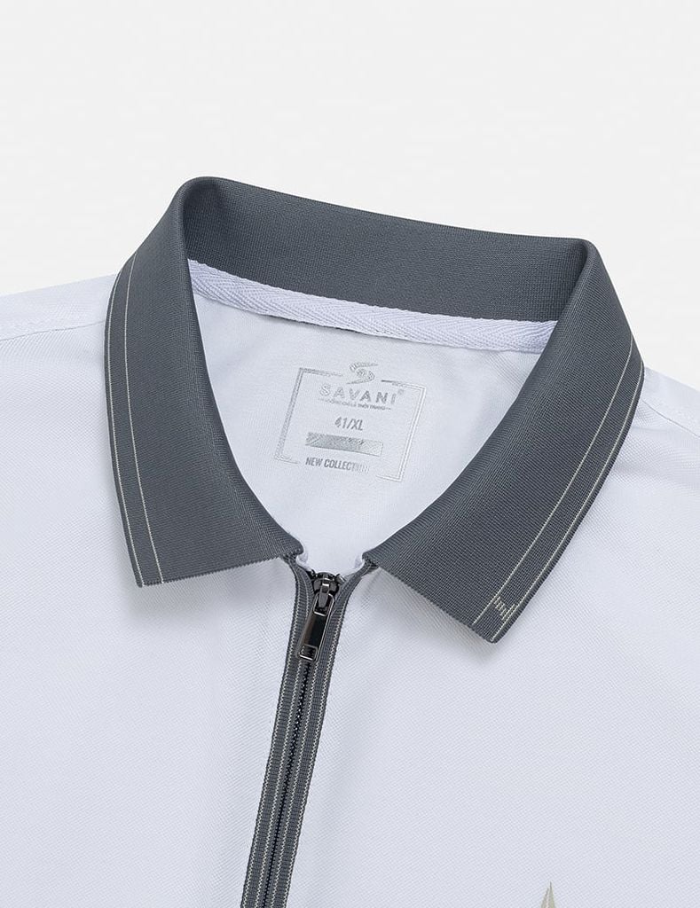 Áo polo ngắn tay nam cổ khóa bo cổ