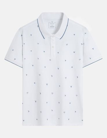 Áo polo ngắn tay nam in tràn thân trước