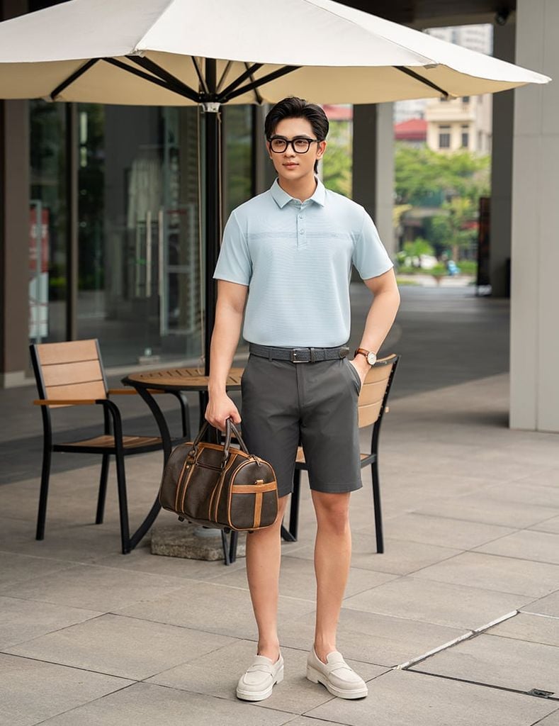 Áo polo nam ngắn tay cổ vải
