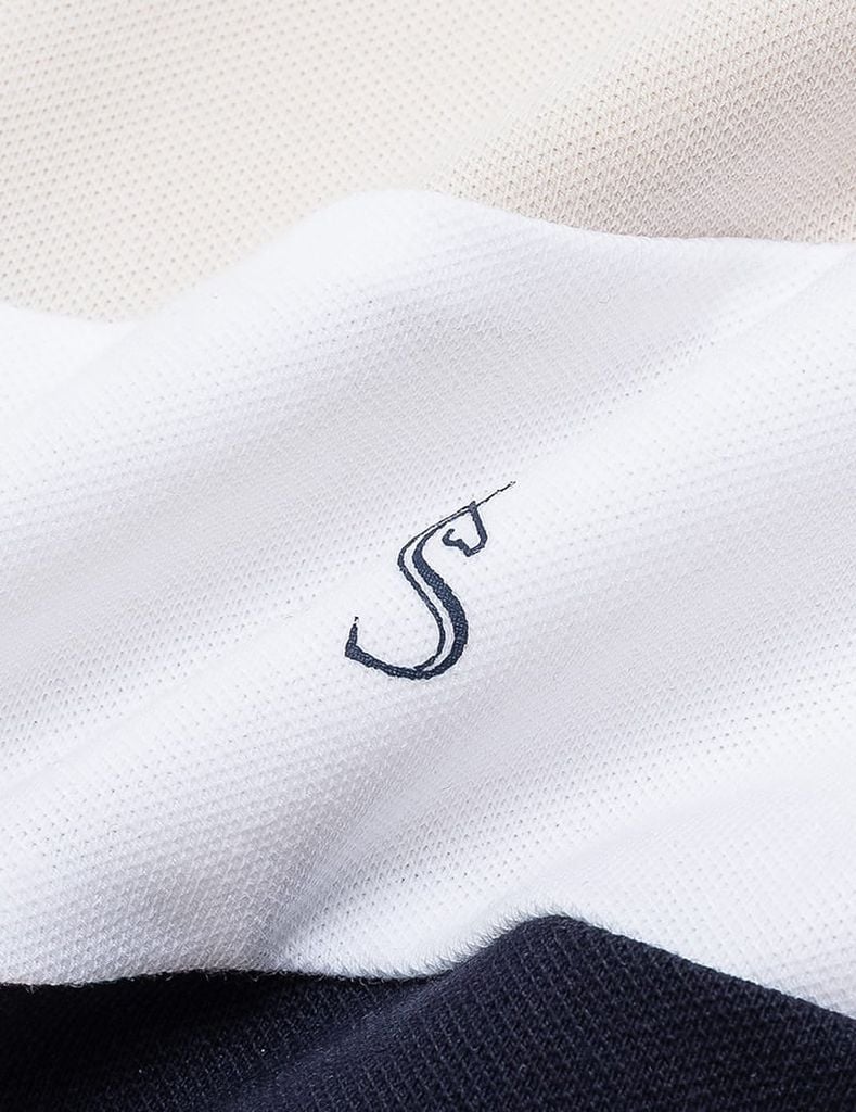 Áo polo ngắn tay nam phối kẻ thân trước