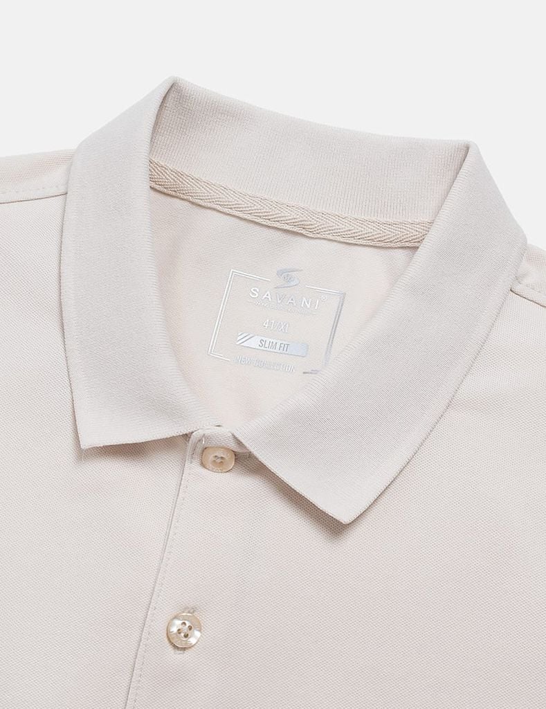 Áo polo ngắn tay nam phối kẻ thân trước