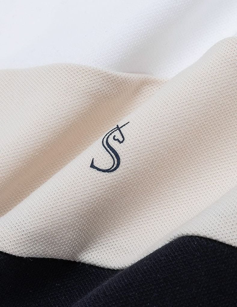 Áo polo ngắn tay nam phối kẻ thân trước