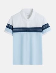 Áo polo ngắn tay nam phối kẻ tay và thân trước
