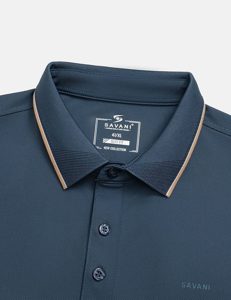 Áo polo nam ngắn tay cổ bo dệt logo ngực