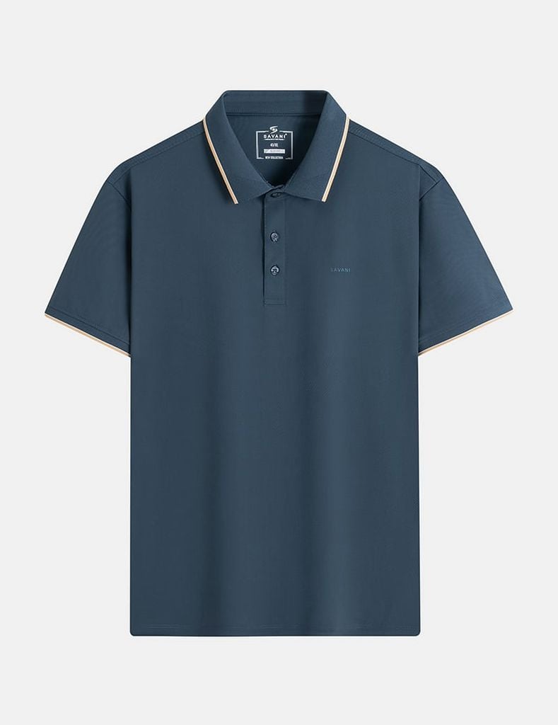 Áo polo nam ngắn tay cổ bo dệt logo ngực