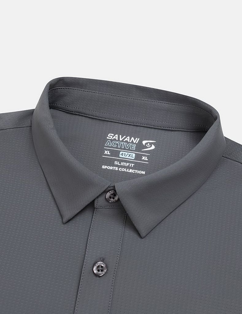 Áo polo ngắn tay nam cổ vải chính logo trước ngực
