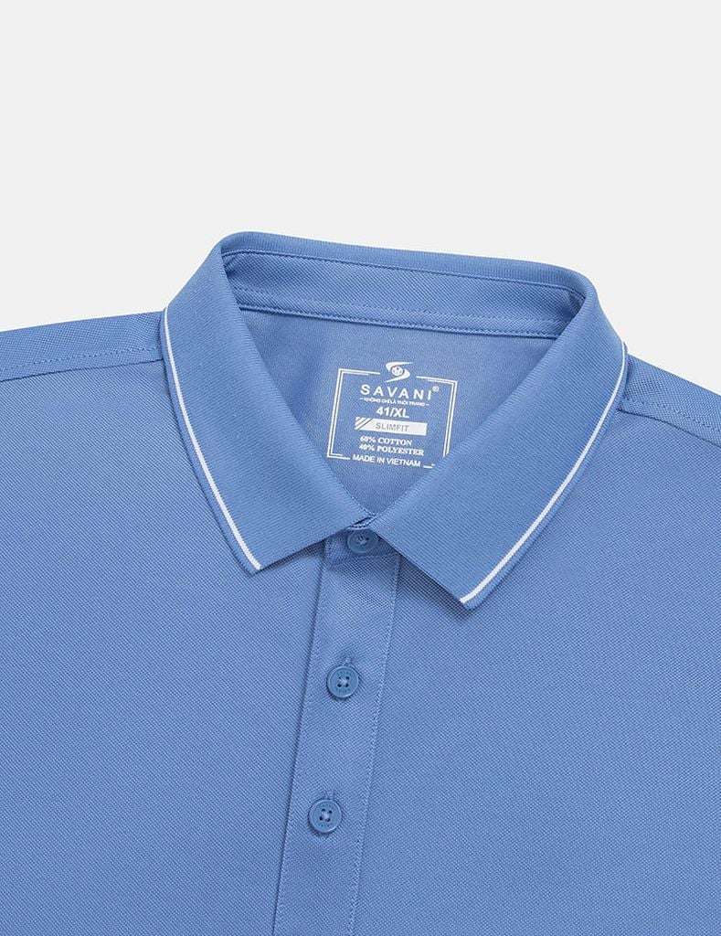 Áo polo ngắn tay nam xẻ tà thêu logo tay