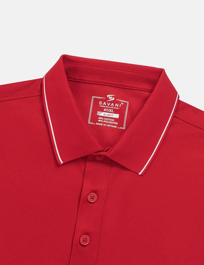 Áo polo ngắn tay nam xẻ tà thêu logo tay