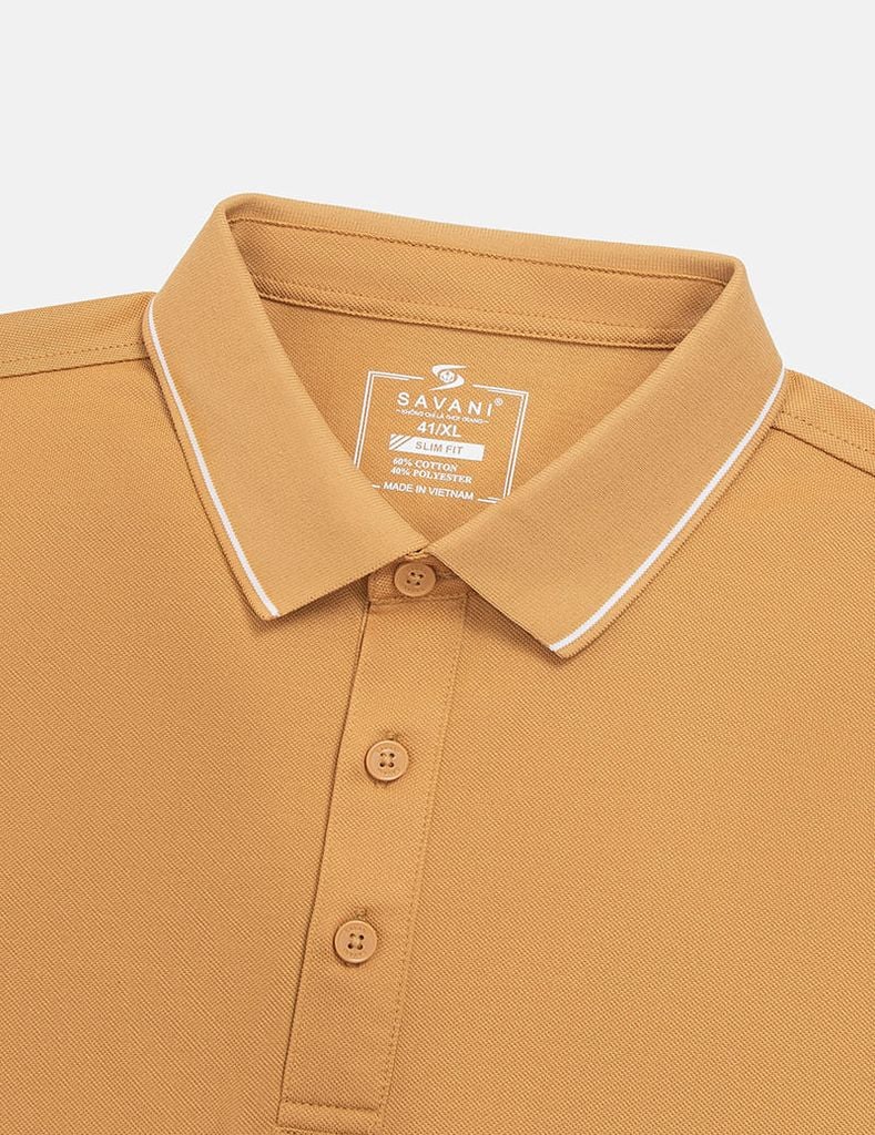 Áo polo ngắn tay nam xẻ tà thêu logo tay