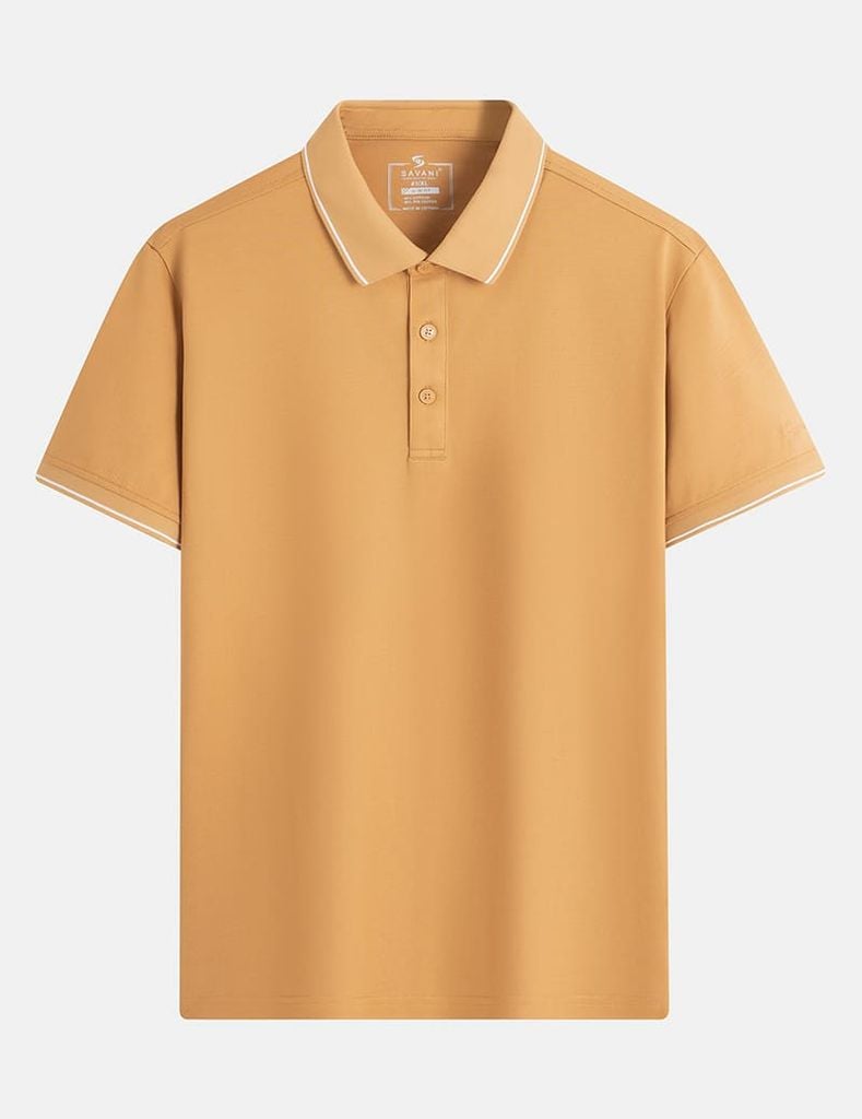 Áo polo ngắn tay nam xẻ tà thêu logo tay