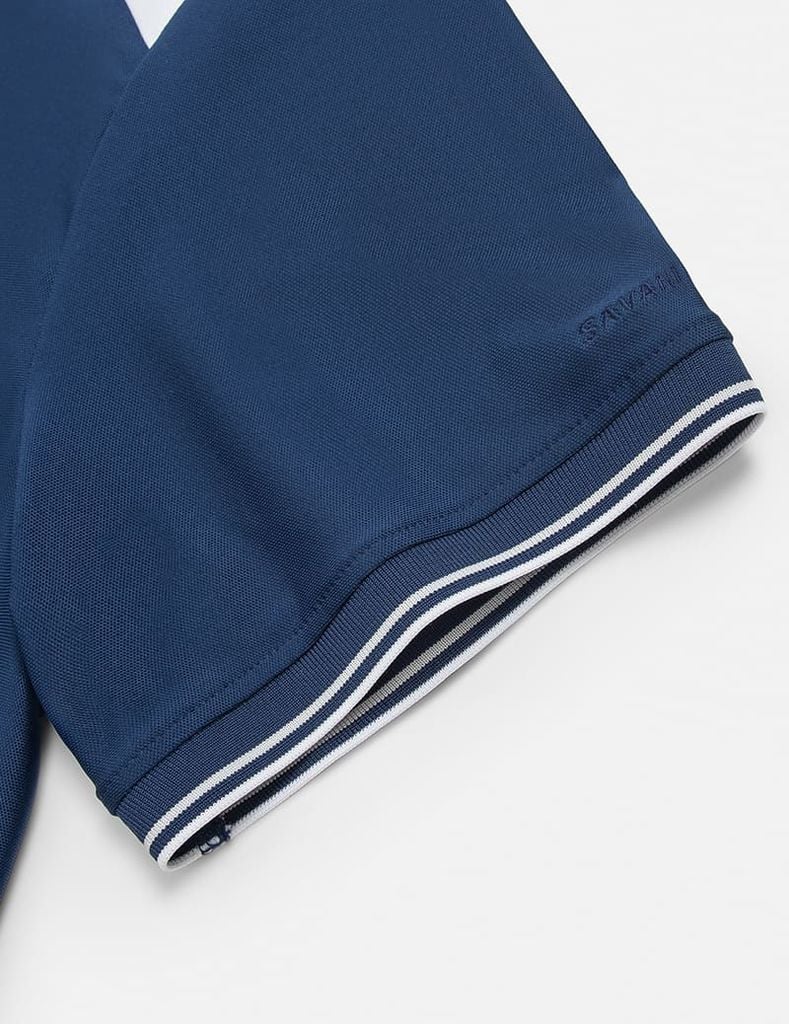 Áo polo ngắn tay nam thêu logo tay phối nẹp