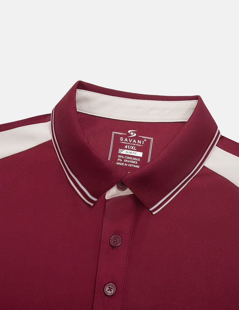 Áo polo ngắn tay nam thêu logo tay phối nẹp
