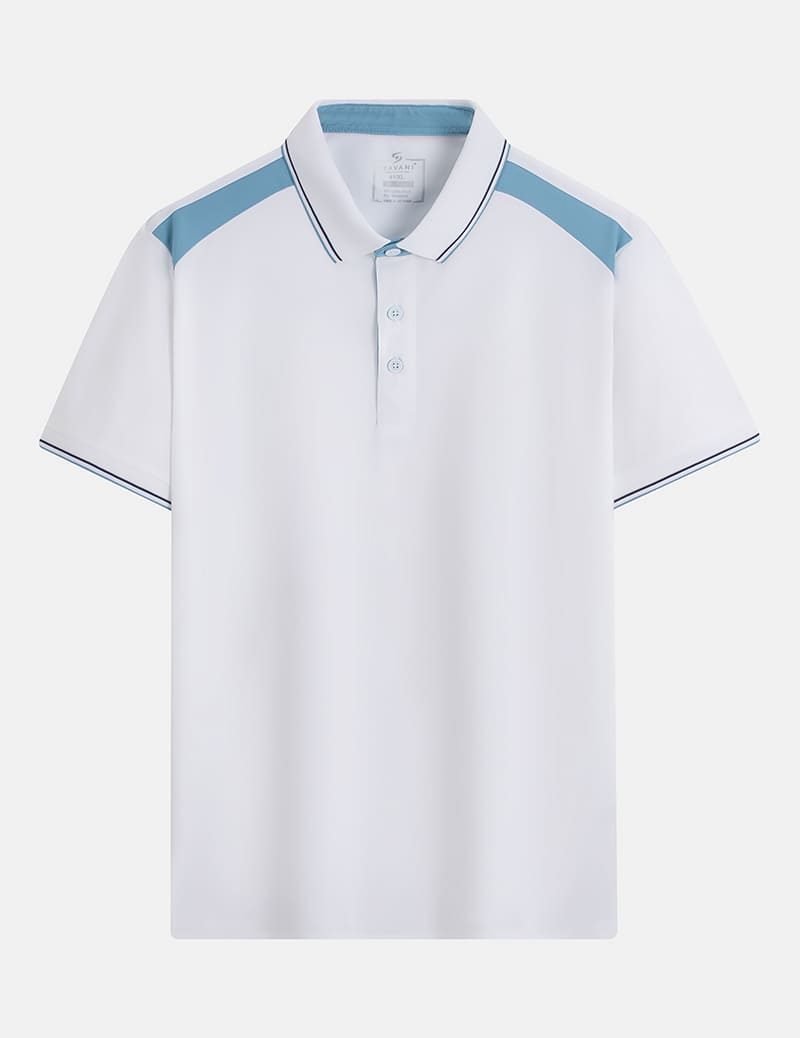 Áo polo ngắn tay nam thêu logo tay phối nẹp