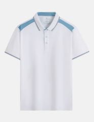 Áo polo ngắn tay nam thêu logo tay phối nẹp