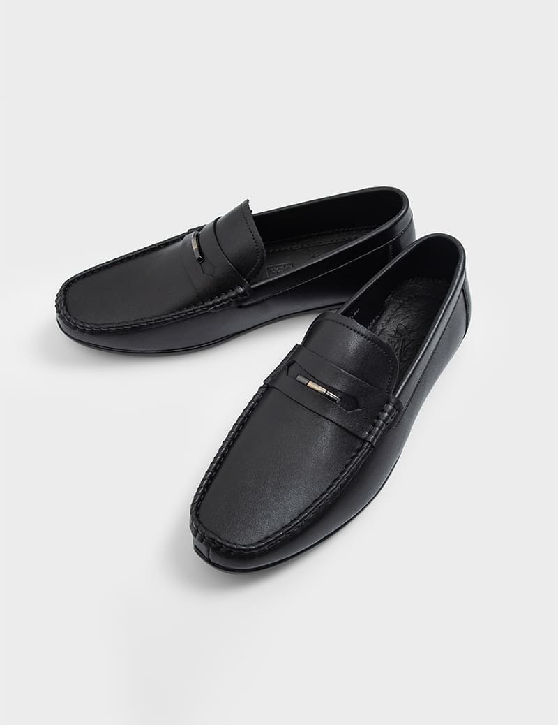Giày da Moccasin nam vân trơn