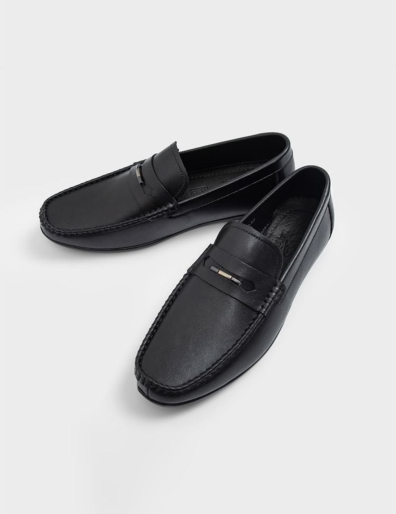 Giày da Moccasin nam vân trơn