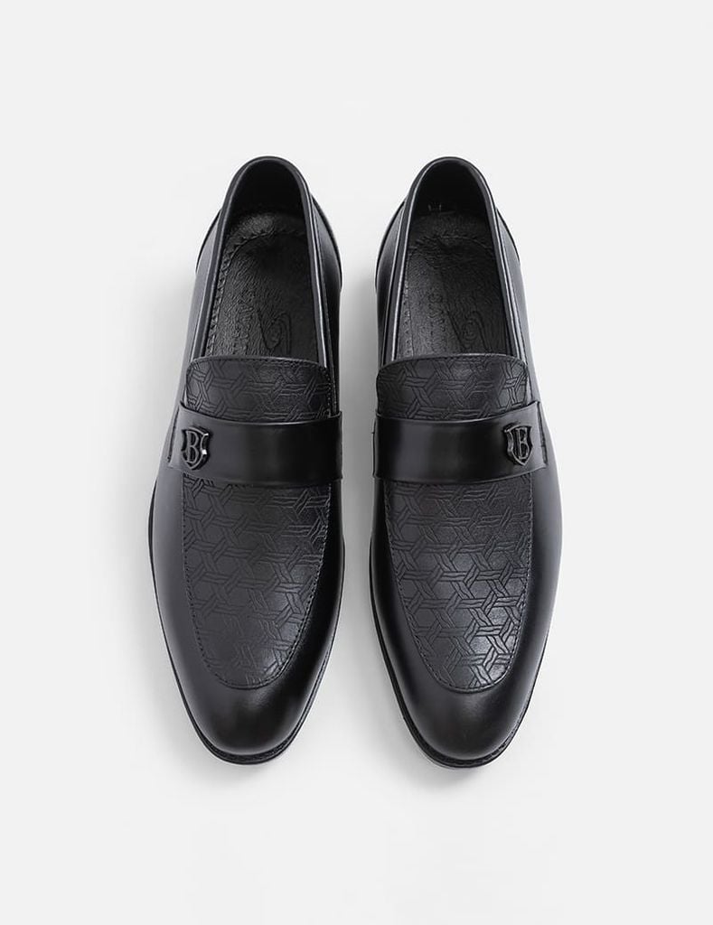 Giày loafer nam vân họa tiết đai ngang trang trí