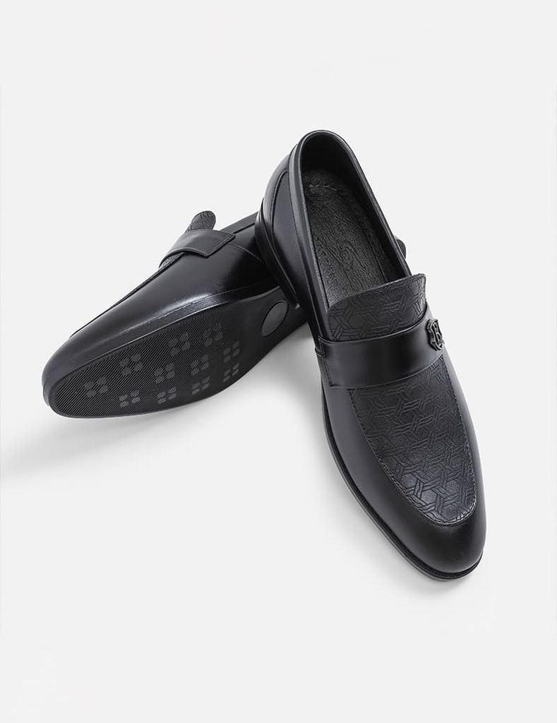 Giày loafer nam vân họa tiết đai ngang trang trí