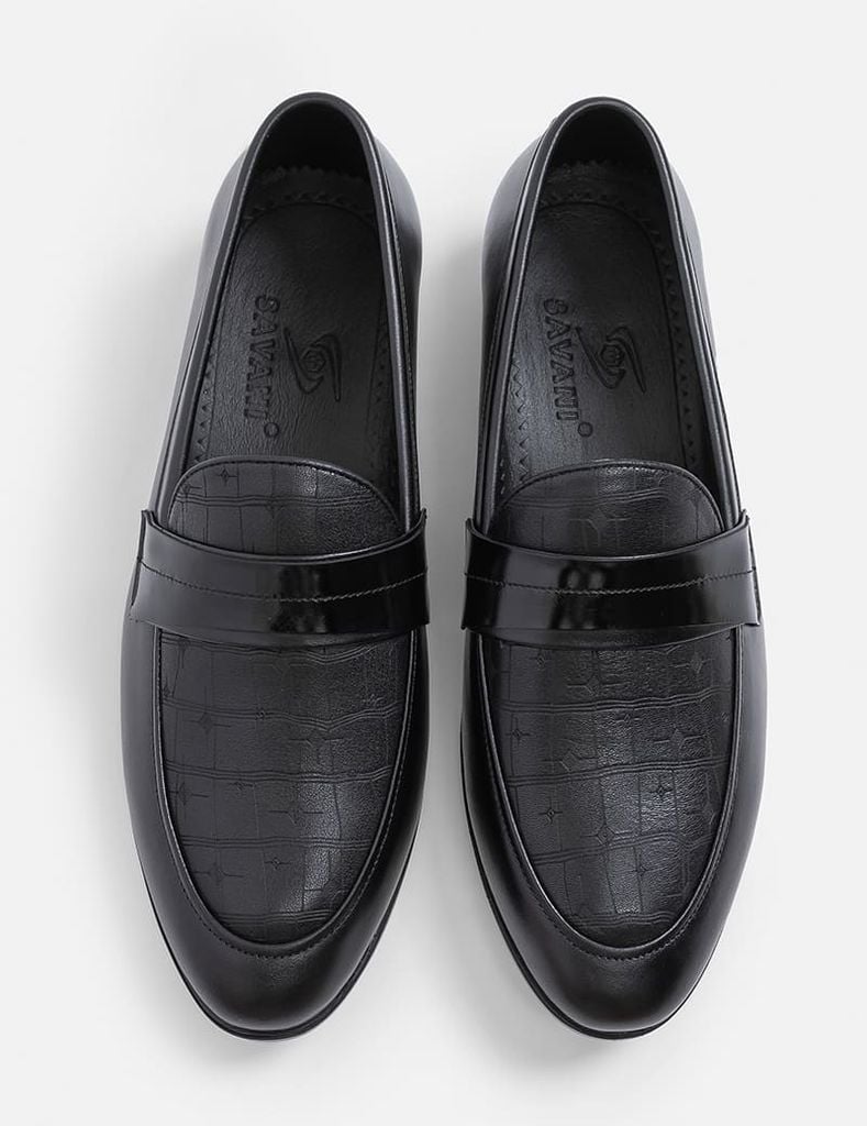 Giày loafer nam vân họa tiết đai ngang trang trí