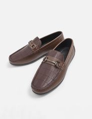 Giày mocca nam vân họa tiết dây đai trang trí