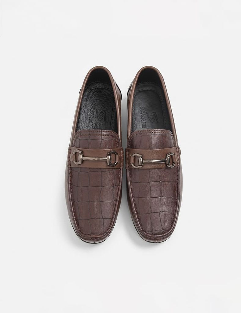 Giày mocca nam vân họa tiết dây đai trang trí