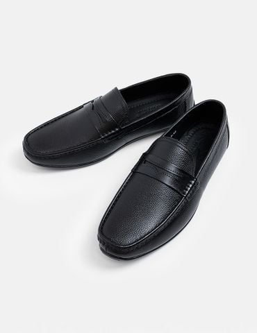 Giày Mocca vân hạt đai ngang trang trí
