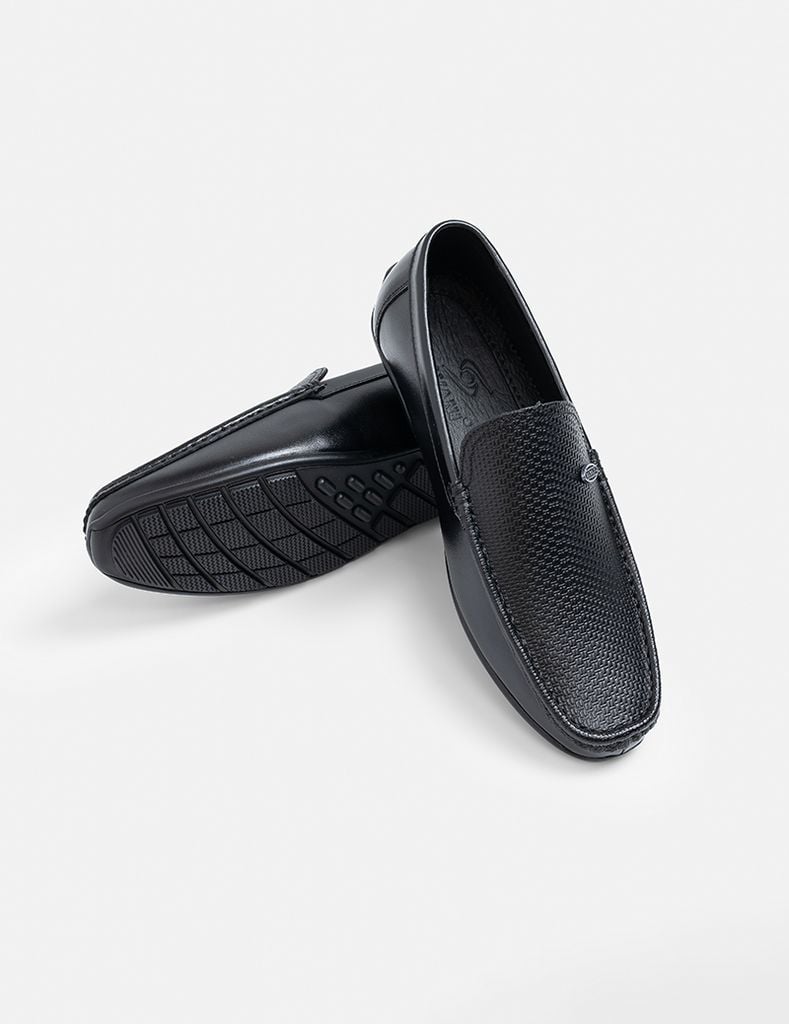 Giày da moccasin nam vân hạt