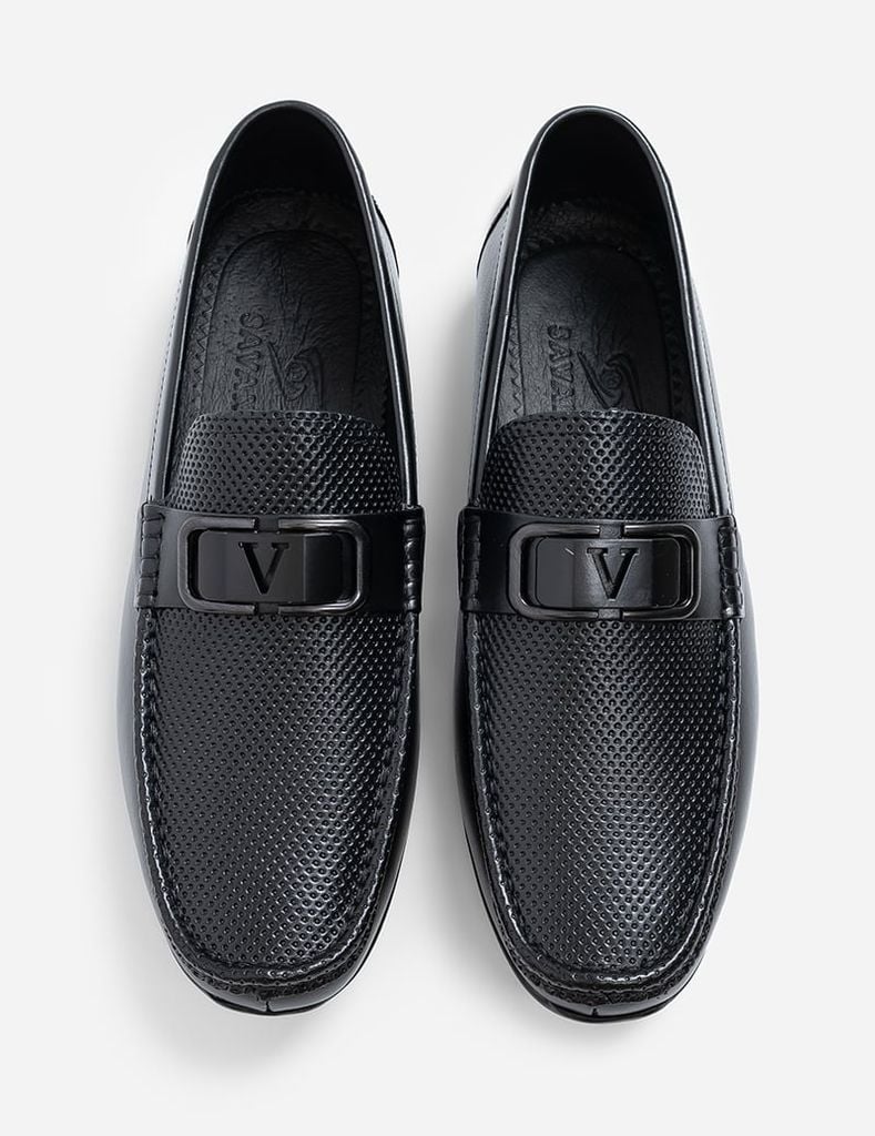 Giày da moccasin nam vân hạt