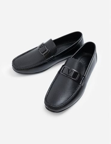 Giày da moccasin nam vân hạt