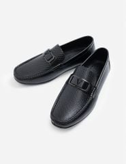 Giày da moccasin nam vân hạt