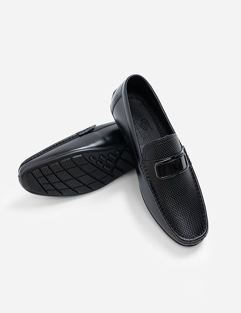 Giày da moccasin nam vân hạt
